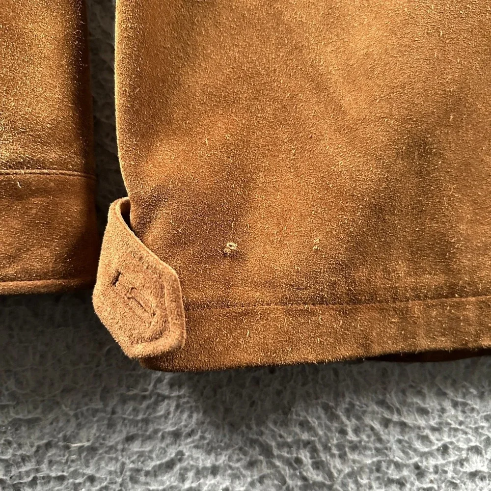 Vtg Banana Republic‎ Jacket Mens M Brown Suede Leather Zip Front Casual Lined
